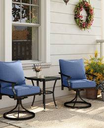 4 Patio Chair Cushions with Seat & Backrest, Fade Resistant Seat Replacement Cushion Set, Blue