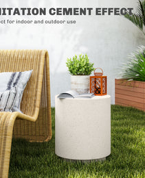 Lightweight Accent Table With Concrete Finish Round Side Table, Light Yellow