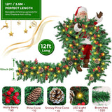 12FT Christmas Garland With Assorted Decor - Build Wreaths Or Lay Flat, Festive Must - Have - CJDS - CC