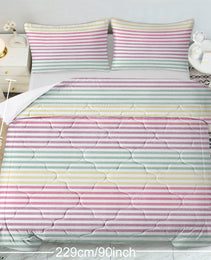 Striped Comforter Set Full Size, Rainbow Comforter Bedding Set Pink Yellow Green Purple 3 Piece, 1 Comforter And 2 Pillow Shams