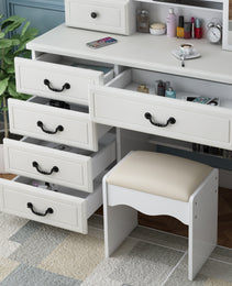 Vanity Desk With Mirror & Lights, Makeup Table Set - CJDS