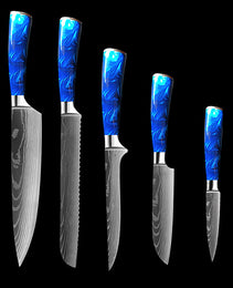 8-inch Chef Knife with Blue Resin Handle