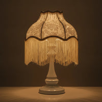 Fringe Table Lamp Ornate Table Lamp with Textile Shade Corded Elegant for Girls, Bedroom, Reading Corner