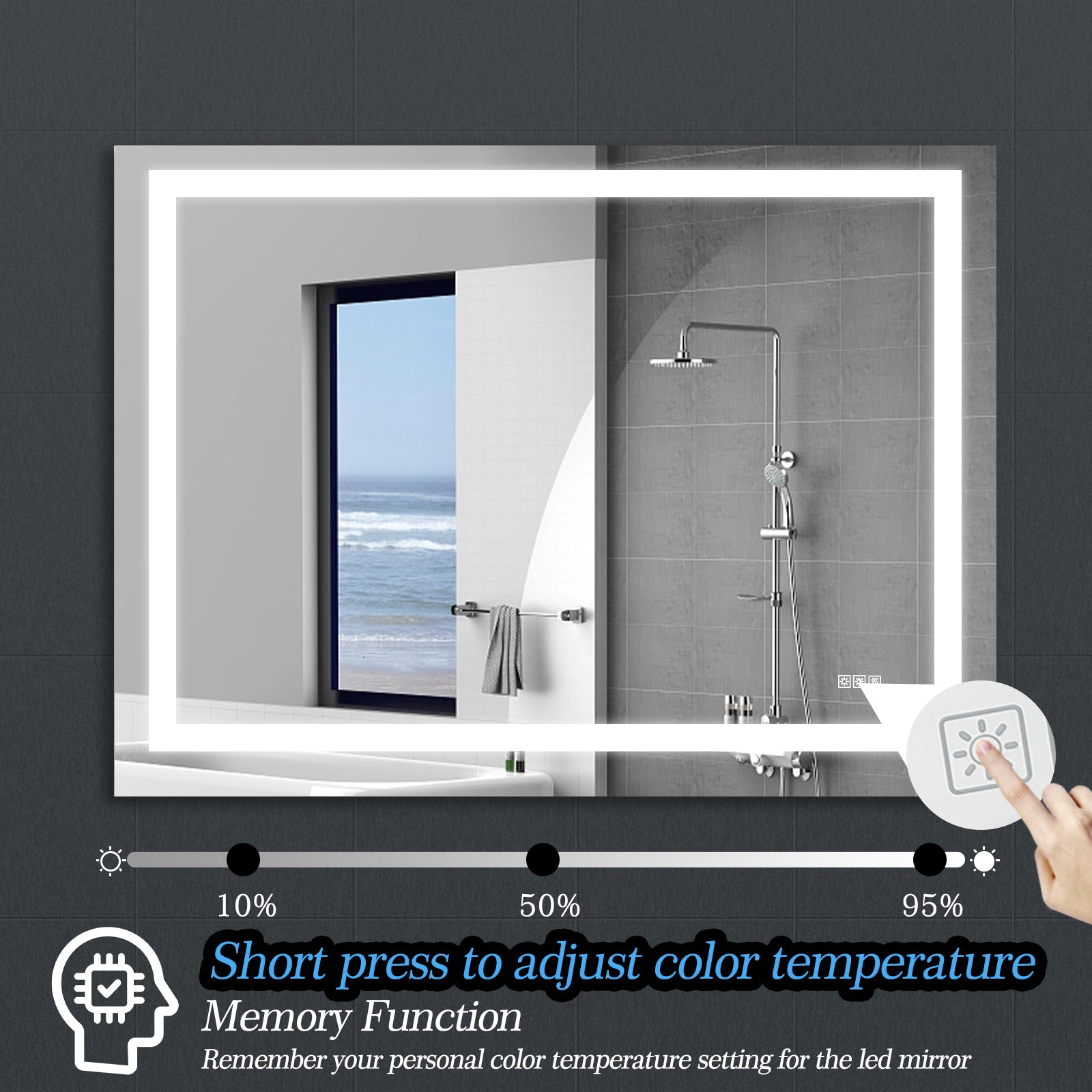 48  X 36  LED Bathroom Mirror With Anti-Fog And Touch Sensor -Modern Frameless Lighted Wall Mirror For Bathroom Vanity, Shower Room, Or Dressing Area