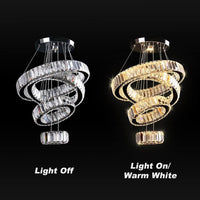 4 Ring Modern Long Crystal Pendant Chandelier for High Ceilings Warm White