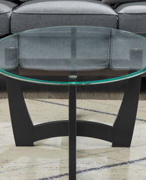48 Inch Oval Glass Coffee Table, Black Round Coffee Table Center Table With Glass Top, Small Coffee Table For Living Room, Office And Apartment