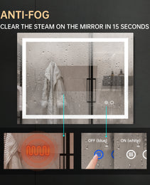 LED Bathroom Mirror With Touch Button Control