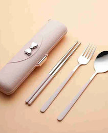 Travel Cutlery Set, 18/8 Stainless Steel Cutlery, Reusable Utensils Set With Case, Portable Silverware Lunch Box For Camping And Office