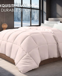 Pink Extra Large Plump Thick Duvet - Winter Enhanced Warmth With Skin-friendly Comfort. Bohemian Minimalist Checkered Design, Luxury Hotel-grade For Bedroom Use. Premium Christmas Gift Selection.