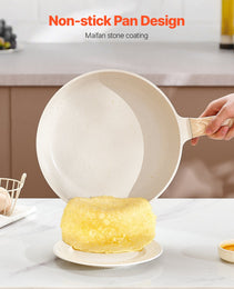 17 Piece Pots And Pans Set Granite Nonstick Kitchen Cookware Induction White