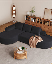 Modern Curved Sofa ,Chenille Upholstered Sectional Sofa Couch Set,Modular 108.5 L Shaped Sectional Living Room Sofa Set With 3 Pillows,Free Combination Sofa Couch For Living Room,Bedroom