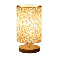 USB Bedside Lamp Night Lights Table Lamp for Bedroom Wooden Desk Lamp Bedside Night Light with Cylinder Lamp Shade Home Decor