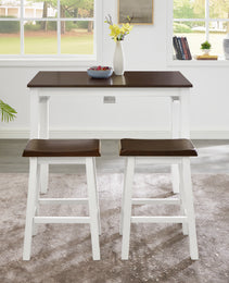 Bar Table And Chairs Set, 4 Piece Dining Table Set, Industrial Breakfast Table Set, For Living Room, Dining Room, Game Room-Antique Grey White