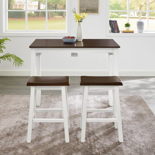 Bar Table And Chairs Set, 4 Piece Dining Table Set, Industrial Breakfast Table Set, For Living Room, Dining Room, Game Room-Antique Grey White