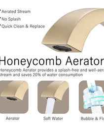2-Handle Bathroom Sink Faucet With Drain, Brushed Gold