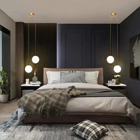 Bedroom Bedside Hanging Pendant Lamp Glass Ball LED Chandelier Lighting Ceiling Modern Interior Home Decor Lights Dining Kitchen
