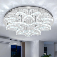 Dia 24" Modern Crystal Chandeliers Silver Chandelier LED Flush Mount Ceiling Light for Living Room Dining Room Bedroom Foyer Entryway LED Dimmable 2700-6000K