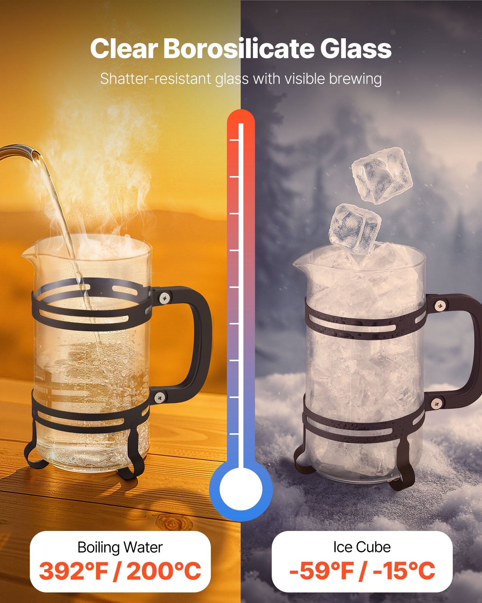 34oz Glass French Press – 1L Heat-Resistant Borosilicate Coffee & Tea Maker with Precision Filtration