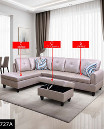 Pickup Only--Latte Faux Leather 3-Piece Living Room Sofa Set