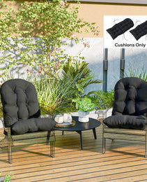 Outdoor Adirondack Chair Cushions Set of 2, Tufted High Back Patio Chair Cushions, Black