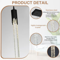 5-Lights Rectangular Pendant Lights for Kitchen Island Black Linear Crystal Chandelier Modern Chandeliers for Kitchen Island Dining Room
