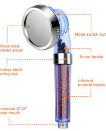 Ionic Filtration Shower Head High Pressure 3 Mode Stone Water Saving Bath Handheld Shower