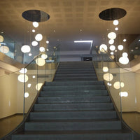 Nordic Pebble Glass Lampshade LED Ceiling Chandelier Living Room Staircase Villa Kitchen Home Decoration Long Chandelier
