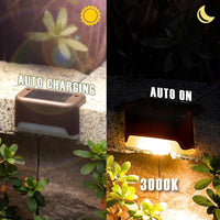 Warm White Solar LED Step Deck Lights Outdoor Waterproof for Patio Stair Fence Railing Pathway Garden Yard Decor Lamp