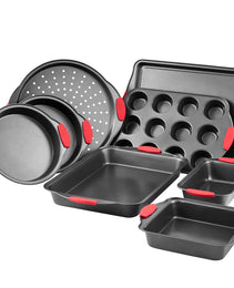 Baking Pan Set 8-Piece Nonstick Carbon Steel Bakeware Set With Silicone Handle