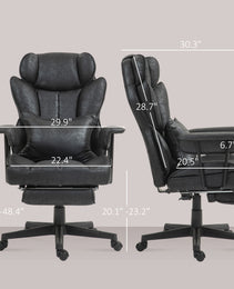 396lbs. Big and Tall Office Chair, Massage Office Chair with Footrest, Lumbar Support & Reclining Function, Black