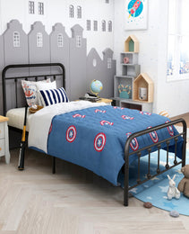 Metal Platform Bed Frame, Victorian Style HeadboardFootboard  Under Bed Storage  No Box Spring Needed Twin Size Black