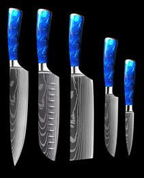 8-inch Chef Knife with Blue Resin Handle