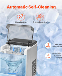 Portable Countertop Ice Maker 50Lbs 24H Self-Cleaning With 3 Sizes Ice Cube