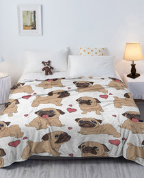 1pc Cute Cartoon Lapdog Heart Pattern Cute Pet Style Soft And Skin Friendly Blanket Cover Blanket Casual Blanket