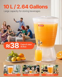 Drink Dispenser 2.64 Gal Beverage Dispenser For Parties Plastic With Spigot