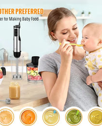 Immersion Blender Handheld, 1100W 5-in-1 Multi-Purpose Hand Blender, 12-Speed Stick Blender, 600ml Beaker, 500ml Chopper, Egg Whisk, Milk Frother, Black