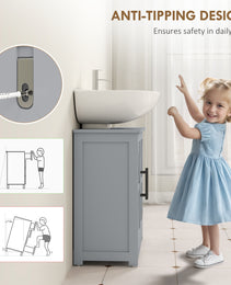 Farmhouse Pedestal Sink Storage Cabinet, Bathroom Sink Cabinet with 2 Barn Doors and Adjustable Shelf, Dark Gray