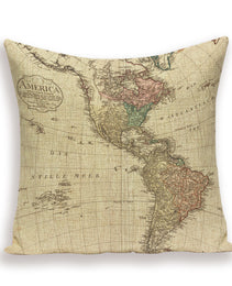 New Retro Toss Pillow Case European World Map Cushion Cover Seat Sofa Covers Morocco Linen House Home Decor Throw Pillows Cases