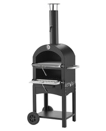 Mobile Wood-Fired Outdoor Pizza Oven – 1000°F Dual-Tier Baker with All-Terrain Wheels & Ash Drawer