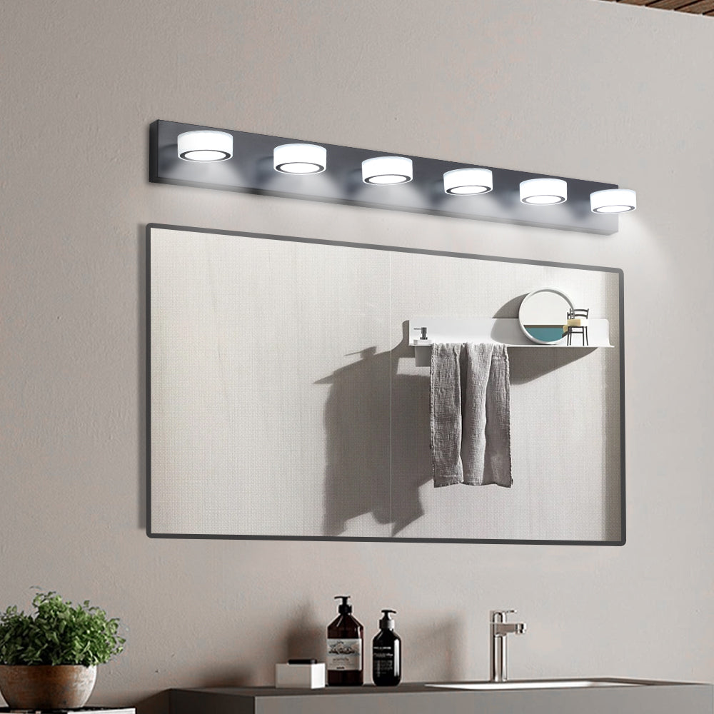 45in  Modern 6-Light LED Vanity Light, Sleek Black Bathroom Wall Light Fixture For Mirror, Shower, And Bathroom Decor