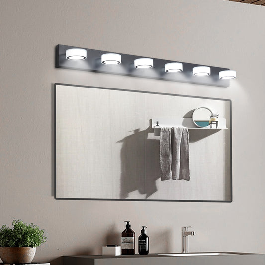 45in  Modern 6-Light LED Vanity Light, Sleek Black Bathroom Wall Light Fixture For Mirror, Shower, And Bathroom Decor