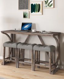 Bar Table Set With Power Outlet, Bar Table And Chairs Set, 4 Piece Dining Table Set, Industrial Breakfast Table Set, For Living Room, Dining Room, Game Room