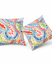 2 Pack Outdoor Throw Pillows, Waterproof & Fade-Resistant Patio Cushions For Garden, Porch, Poolside Furniture - Soft & Comfortable Decorative Pillow Covers 18x18 Inch, Paisley Multi