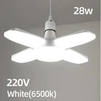 E27 Foldable Fan Shape LED Bulb Lamp  220V/85V-265V  LEDs Light Bulbs For Home Ceiling Lamp Warehouse Garage  White Light 6500K