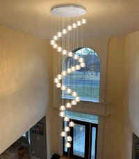 236'' Long Large Crystal Chandeliers LED Chandeliers for High Ceiling Handing Light Fixture for Entrance Hallway Foyer Staircase Lobby Gold