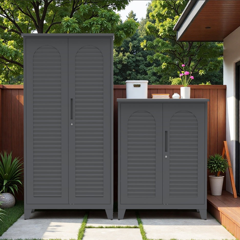 47'' Tall Metal Tool Storage Cabinet, With Ample Storage Space For Garage,Warehouse,Garden,Office, Living Room,Bathroom,Utility Room Slate