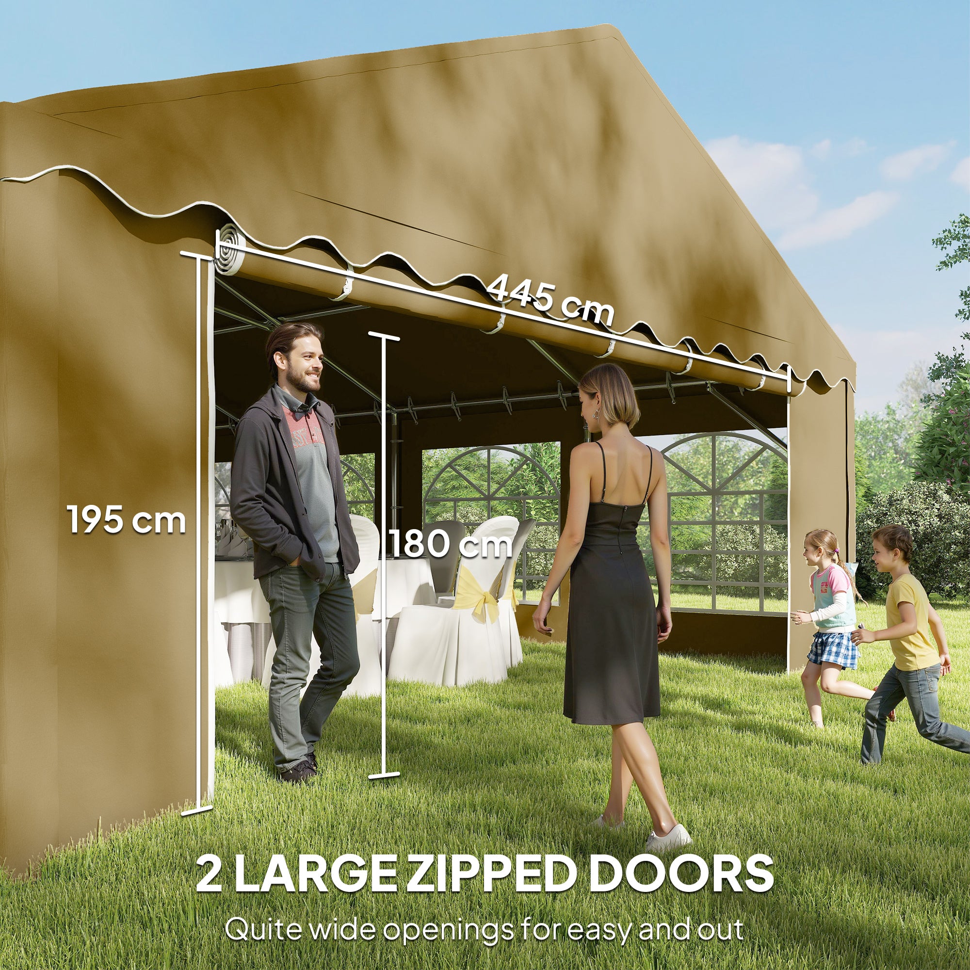 20’ x 40’ Party Tent, Outdoor Canopy Tent with Removable Sidewalls, 12 Windows for Parties, Wedding, Events, BBQ, Brown