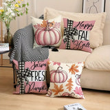 4Pcs Pillow Covers 18x18In Pumpkin Maple Leaf Throw Cushion Cover Happy Fall Pillow Cushion Case For Thanksgiving Sofa Couch Bedroom Home Office Farmhouse Decorations - CJDS - FC