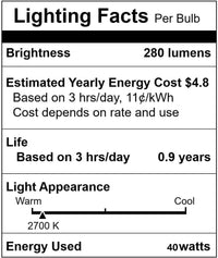 B11 Lighting Torpedo Clear C35 CTC 40W E26 Base Decorative Incandescent Light Bulbs 120V for Chandeliers, Ceiling Fan Lights, Pendants, Wall Sconces, Dimmable, Warm White 2700K (6 Pack)