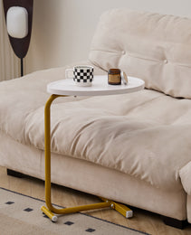 2-pieces White C-shaped Side Table, C Shaped End Table, Side Table For Couch And Bed, Small Side Table For Small Spaces